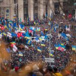 Demonstrace na kyjevském Náměstí nezávislosti. Foto Nessa Gnatoush