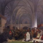 Alfons Mucha: Kázání Mistra Jana Husa v kapli Betlémské. (1916) Olej na plátně, 810x610 cm