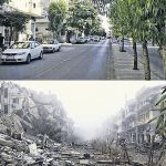 Syrské město Homs před válkou a nyní.