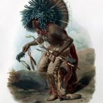 Indiánský bojovník na ilustraci Karla Bodmera
