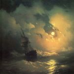 Ivan Konstantinovič Ajvazovskij: Bouřlivé noční moře, olej na plátně, 1849