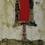 Milan Nestrojil: Monstrance II, akryl, koláž, sépie, 2004, 42 x 30 cm. Foto: Jan Dočekal