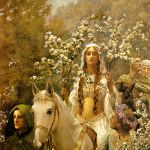 John Collier: Královna Guinevera o májových slavnostech, 1900, olej na plátně. Repro www.goodart.org